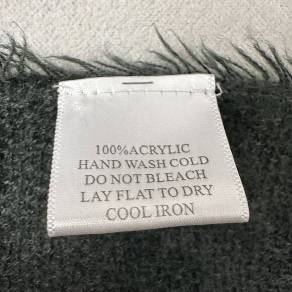 Dark Gray Acrylic Blanket-Style Scarf With Frayed Edges For Women OS - Picture 3 of 4